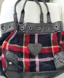 Vintage Juicy Couture karierte Velours Schultertasche Geldbörse Handtasche Y2K - Bild 1 von 9