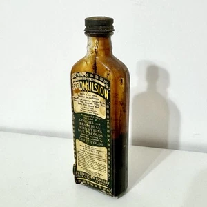 1930’s Liquid Creomulsion Cough Syrup Quack Medicine Bottle Glass Embossed USA - Picture 1 of 10