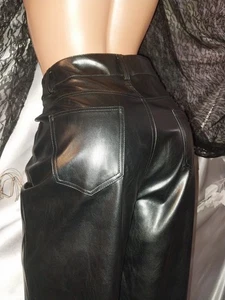 VINTAGE VINYL PVC RUBBA HIGH WAIST 5 POCKET HOSE NOS SEIDIG KLEBRIGE BOMBE STOFF GLAM - Bild 1 von 8