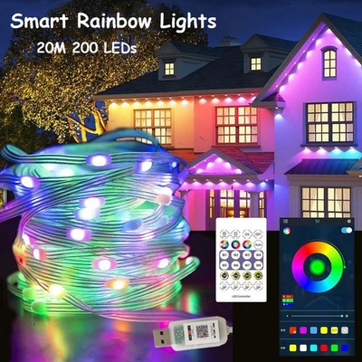 20M 200 LED Smart Rainbow Permanent Outdoor Lights USB Bluetooth APP Control Kit - Image 1 of 4