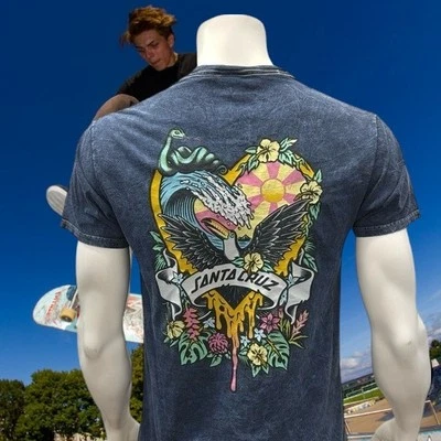 Camiseta De Colección Y2K Santa Cruz Azul Doble Cara Gráfico Surf Patinador Camiseta Talla MD Foto 1 de 4