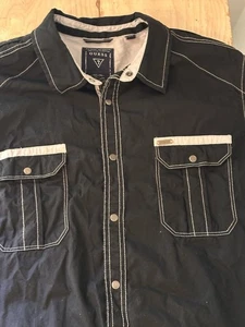 Guess Vintage Snap Button Shirt Mens XL Black Y2K - Picture 1 of 8