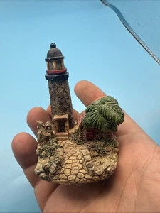 Vintage Ks Collection Lighthouse Figurine With Palm Tree & Cottage - Picture 1 of 5