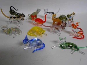 14 Bradford Exchange Art Glass Cat Figurines Cat-itudes Collection - Picture 1 of 17