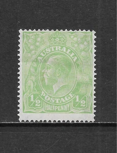 AUSTRALIA SCOTT 60 MINT HINGED FINE - 1918 1/2p EMERALD ISSUE - KING GEORGE V - Picture 1 of 2