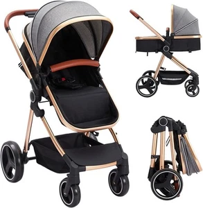 2 In 1 Baby Stroller Foldable Pram Set High Landscape Infant Buggy for 0-36 Mth - Picture 1 of 8