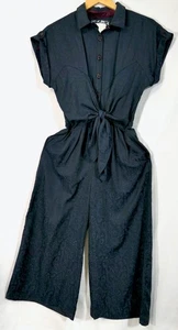 NWT Anthropologie Wide Leg Jacquard Modal Poly Navy Pantsuit Jumpsuit Size 4 - Picture 1 of 8