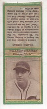 1935-36 Diamond Baseball Matchcover #76 William Herman-Chicago Cubs Vg Matchbook