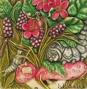 Catas Pillow Caterpillar Mushroom Slug Harmony Kingdom Tile Byrons Secret Garden - Picture 1 of 2