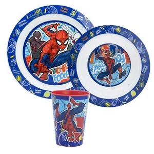 Marvel Spiderman Kinder Geschirr-Set 3 tlg antirutsch Becher Teller Schüssel - Bild 1 von 8