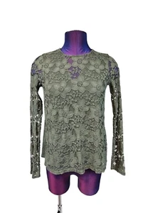 Hollister Olive Green Floral Lace Pop Over Top Size Small Juniors J53 - Picture 1 of 8