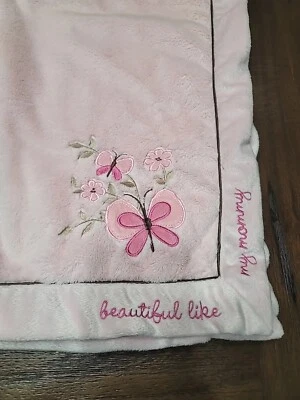 Koala Baby Beautiful Like Mommy Blanket Plush Pink Butterflies Flowers - Image 1 of 4