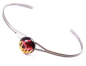 Pulsera Brazalete VIDRIO DICROICO AJUSTABLE Cobre Naranja Marrón Punto Pequeño 1/4" 8mm - Imagen 1 de 5
