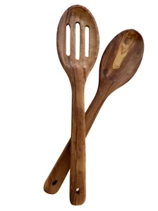 Juego de 2 cucharas redondas de madera de olivo SmokeMax® cubiertos para ensaladas - Imagen 1 de 2
