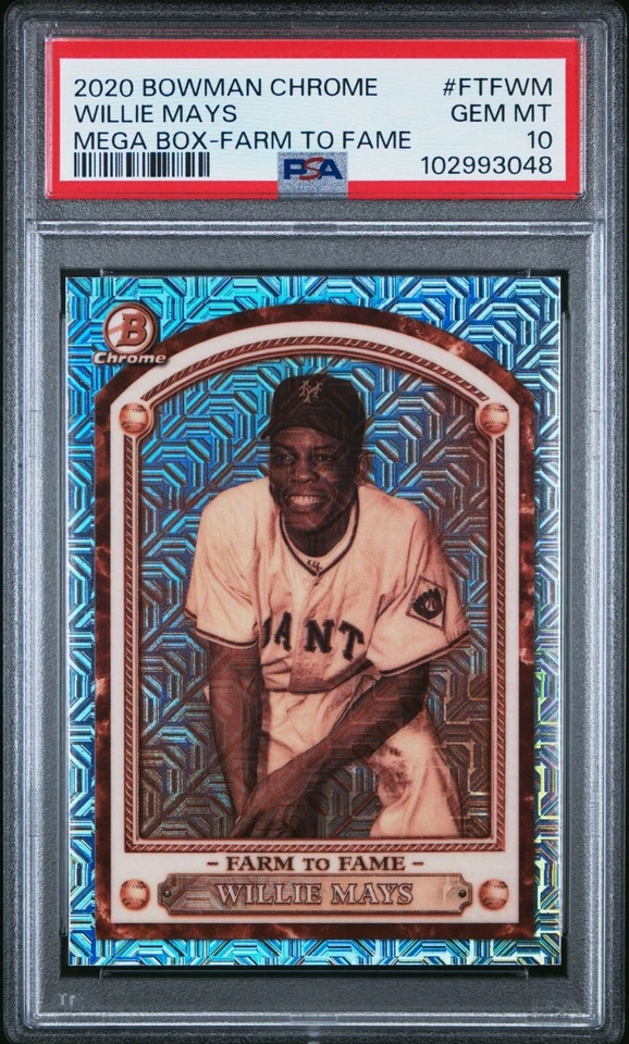 2020 Bowman Chrome Mega Box Farm to Fame Willie Mays Mojo Refractor PSA 10 POP 5 - Image 1 of 2