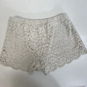 Pantalones Cortos de Encaje Abercrombie Fitch Marfil Boho Festival Hada Cintura Elastizada Talla Pequeña - Imagen 1 de 5
