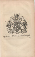 Antique Print 1768 - Coat Of Arms - Family Crest - Spencer Duke Of Marlborough