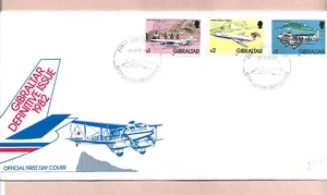 GIBRALTAR 10.2.1982 HIGH VALUE AIRCRAFT DEFINITIVES ON FDC - £1, £2 & £5 - Picture 1 of 1