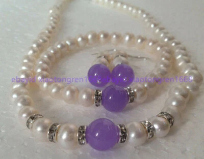 Juego de pendientes pulsera collar perlas cultivadas blancas reales y alejandrita Foto 1 de 4