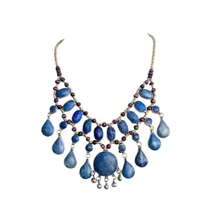 Afghan Kuchi Tribal Lapis Necklace Ethnic Boho Gypsy Bib Jewelry USA SELLER - Picture 1 of 4