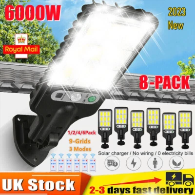 6000W LED Solar Street Wall Light PIR Motion Sensor Security Outdoor Garden Lamp - Image 1 of 4