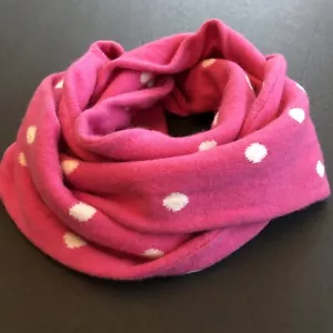 NWOT J.CREW Womans Winter Scarf (70x6) Pink W/White Polka Dots - Picture 1 of 5