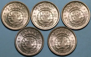 1952 Macau 10 Avos Red UNC Five China Portugal Colony Coins (25030302R) - Picture 1 of 2