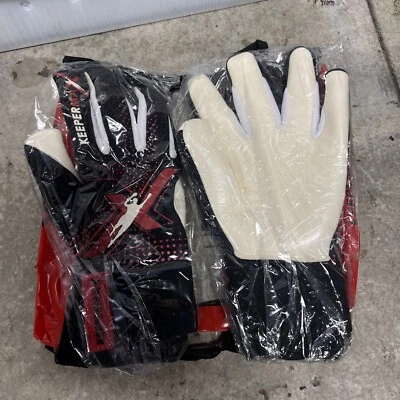 KEEPERMAX GK Gloves - Soccer glove Goal Keeper Red Black NEW CHOOSE SIZE