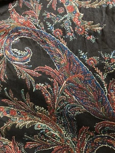 Colorful Paisley on Dark Brown LRL Ralph Lauren Bedford Hunt King Bedskirt EUC - Picture 1 of 6