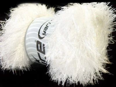 LG 100 gram Ecru Eyelash Yarn #22700 Ice Off-White Fun Fur 164 Yards - Image 1 of 3