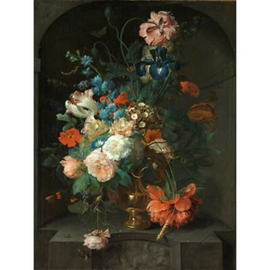 Coenraet Roepel Stillleben mit Blumen Gemälde riesiges Wandbild Poster Druck - Bild 1 von 5