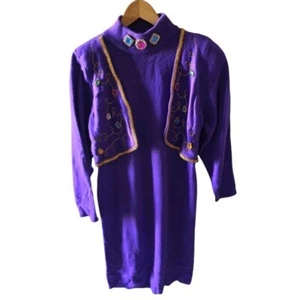 Plain Jane Vintage Purple Dress with Ebellished Details 80s Theme Size Large - Picture 1 of 4