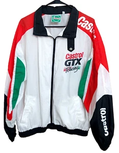 Chaqueta cortavientos vintage Castrol blanca roja negra para hombre XL GTX Racing años 80 90 - Imagen 1 de 7