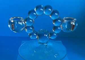 IMPERIAL GLASS CANDLEWICK 2-Lite CANDLEHOLDER HUGHES CORNFLOWER CUT - Picture 1 of 10