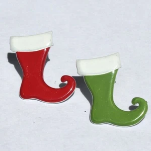 STOCKING BRADS Navidad Rojo Verde Vacaciones Álbum de recortes Estampado Fabricación de tarjetas - Imagen 1 de 1
