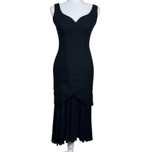 Vintage ABS 90s Whimsi Fairy Dress Gown Prom Black Pleated Bottom Party Size 4 - Picture 1 of 8