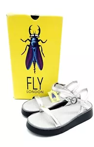 Sandalias cómodas acolchadas gruesas plataforma Fly London CETO PLATEADAS para mujer talla 39 - Imagen 1 de 9
