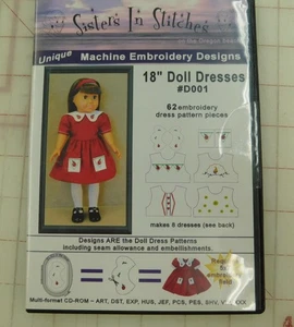 18" Doll Dress Embroidery Designs for American Girl Dolls by Sisters in Stitches - Picture 1 of 3