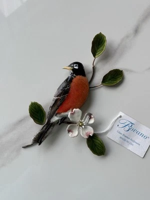Bovano - Wall Sculpture - Robin On Dogwood Branch - Image 1 of 4