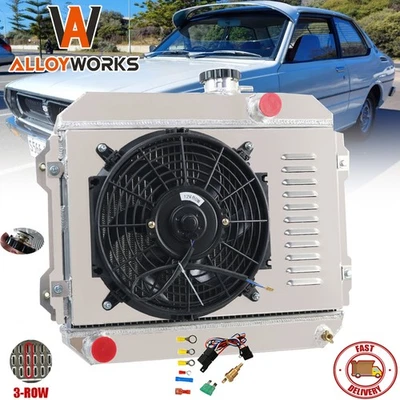 3-Rows Radiator& Shroud Fan Fit 1974-1985 Toyota Corolla KE30 KE38 KE55 KE70 MT Foto 1 de 4
