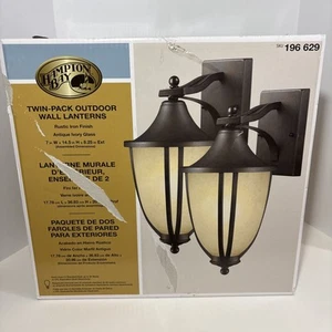 Hampton Bay ✅ 2 PACK Exterior Rustic Iron Finish Light Fixture 196629 ✅ Open Box - Picture 1 of 10