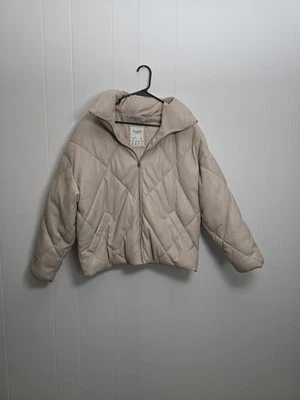 Abercrombie & Fitch Vegan Leather Puffer Jacket - Image 1 of 3