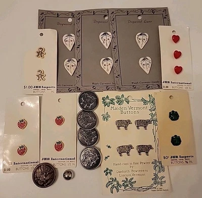 Vintage Button Lot Pewter Military Ceramic - Image 1 of 4