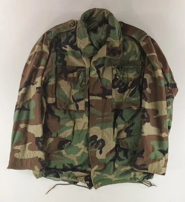 US Army M65 Jacket Woodland Camo Mens Coat Cold Weather M Long - Image 1 of 4
