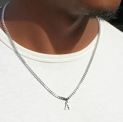 Cadenas Collar con Iniciales de Oro 10K Gargantilla Dije Letra para Hombre Mujer - Image 1 of 4