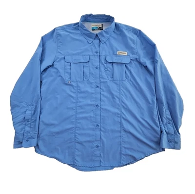 Camisa Magellan Exterior Mujeres Pesca Senderismo XL Azul Cielo Manga Larga Botón Usada en Excelente Condición Foto 1 de 4