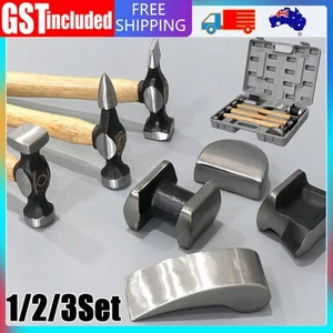 7PCS Auto Car Body Repair Hammer Dolly Panel Dent Beating Tools Roller Kit Case - Picture 1 of 11