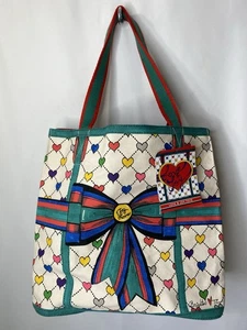 Brighton Canvas Tote Bag Purse Love & Joy Holiday Christmas Holiday Shopping - Picture 1 of 12