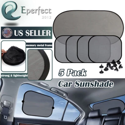 5 PIEZAS Pantalla de ventana delantera trasera lateral para automóvil Cubierta de malla parabrisas Visera UV Foto 1 de 4