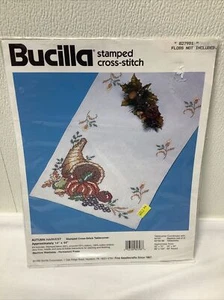 BUCILLA Stamped Cross Stitch Kit AUTUMN HARVEST Tablerunner - 14" x 44" NEW - Picture 1 of 6